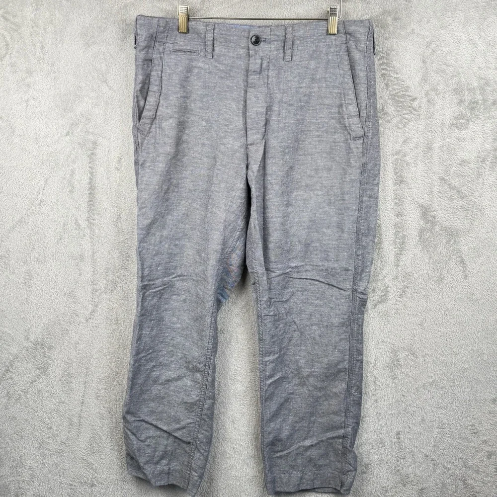 Banana Republic Linen Blend Pants Mens 34x30 Gray Modern Career Pockets Work